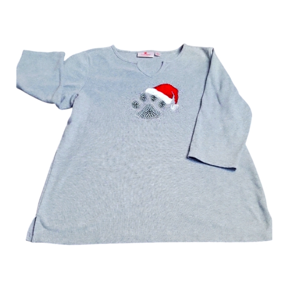 Sequin Dog Print Christmas Top